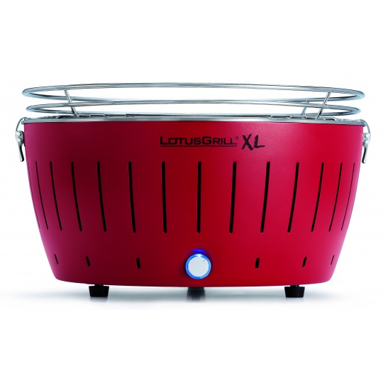 LotusGrill XL Red + ZDARMA 1kg dřevěného uhlí LotusGrill + ZDARMA gelový podpalovač LotusGrill + ZDARMA grilovací kleště LotusGrill