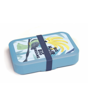 DBP box na svačinu velký  s gumičkou modrá Papoušek Big Hair