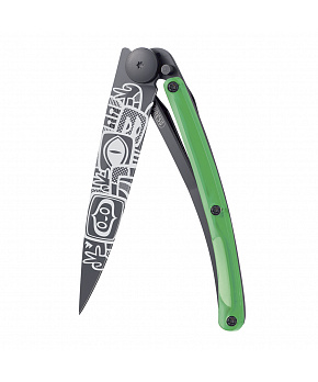 Kapesní nůž Deejo 1GB112 Tattoo Black 37g green Peace