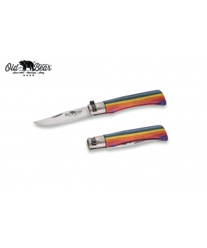 Kapesní nůž Antonini OldBear 9307/17_MAK nerezová čepel,dřevěná rukojeť dezén duha