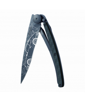 Kapesní nůž Deejo 1GC108 Tattoo Black 37g carbon fiber Young Timer