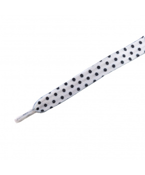 Dětské elastické tkaničky Tobby ploché dots black on white