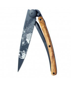 Kapesní nůž Deejo 1GB135 Tattoo Black 37g olive wood Howling