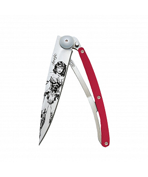 Kapesní nůž Deejo DEEWRN002 Tattoo 37g aluminium red Wonder Woman