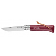 Nůž Opinel VRN°08 Inox Garnet + kožený provázek