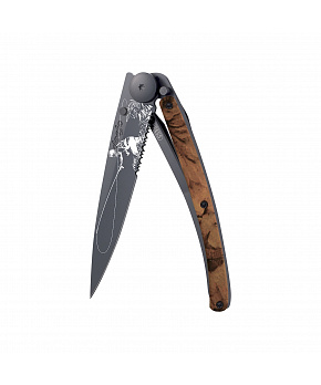 Kapesní nůž Deejo 1GC512 Tattoo Black Serration 37g brown camo Fly Fishing