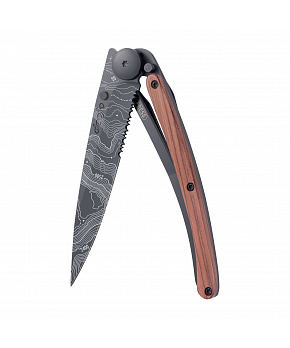 Kapesní nůž Deejo 1GB510 Tattoo Serration Black 37g coralwood Topography