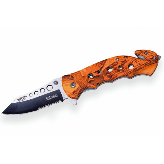 Joker záchranářský nůž Tactica Orange Camo 80 mm s pouzdrem