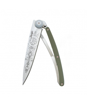 Kapesní nůž Deejo 1CM027 Tattoo 37g aluminium khaki Viking Vegvisir