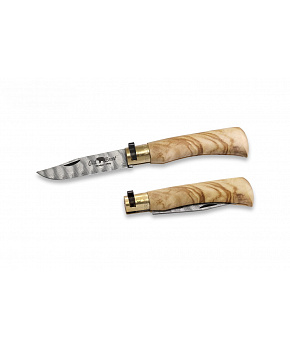 Kapesní nůž Antonini OldBear 9305/19_LU OBB Damascus damašková čepel, rukojeť olivové dřevo Kapesní nůž Antonini OldBear 9305/19_LU OBB Damascus damašková čepel, rukojeť olivové dřevo