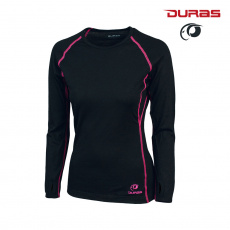 Duras Romana dámské triko merino černá+růžový šev Duras Romana dámské triko merino černá+růžový šev