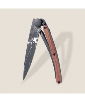 Kapesní nůž Deejo 1GB511 Tattoo Serration Black 37g coralwood Fly Fishing