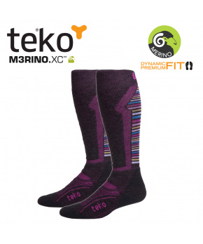 Teko 4733 MERINO.XC Medium Ski charcoal azalea stripe dámské lyžařské ponožky