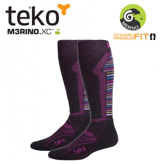 Teko 4733 MERINO.XC Medium Ski women Charcoal/azalea stripe