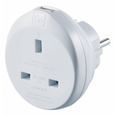 Go Travel adaptér UK/Evropa s USB typ E/F