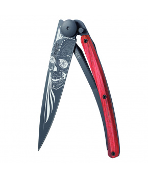 Kapesní nůž Deejo 1GB143 Tattoo Black 37g red beech Latino Skull Kapesní nůž Deejo 1GB143 Tattoo Black 37g red beech Latino Skull