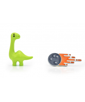 MTM set 2 odznaků Dinosarus & meteorit - evoluce