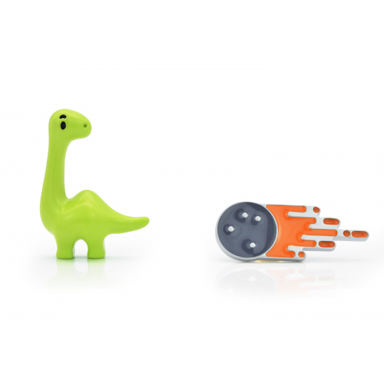 MTM set 2 odznaků Dinosarus & meteorit - evoluce