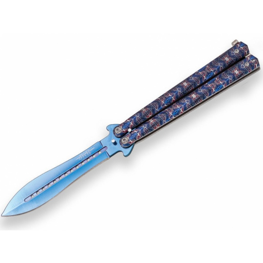 Joker motýlek Aluminium Blue Ornamet One Edge Butterfly 105 mm