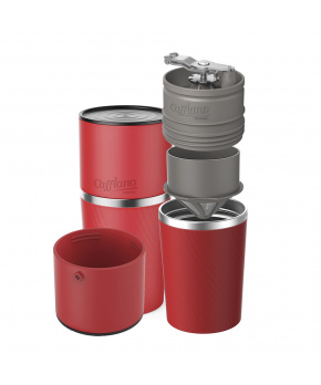 Outdoorový bezelektrický kávovar včetně mlýnku Cafflano Klassic červený Outdoorový bezelektrický kávovar včetně mlýnku Cafflano Klassic červený