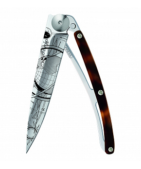 Kapesní nůž Deejo 1AC107 Tattoo Mirror 37g ambered turtle Globe trotter