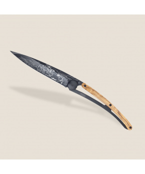 Kapesní nůž Deejo 1GB183 Tattoo Black 37g olive wood Cancer