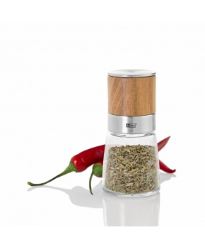 AdHoc Mlýnek na bylinky a koření AKASIA sklo/nerez/akácie