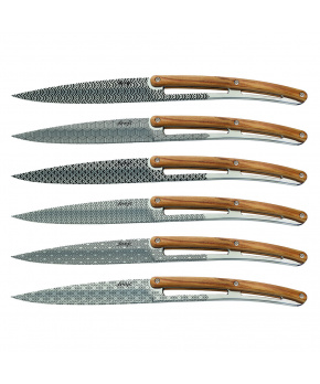 Deejo 2AB013 Tattoo sada 6 příborových nožů,lesklý povrch,olivové dřevo,design Geometry Deejo 2AB013 Tattoo sada 6 příborových nožů,lesklý povrch,olivové dřevo,design Geometry