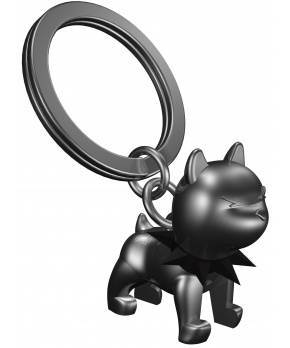 MTM Klíčenka Černý buldok s černým obojkem