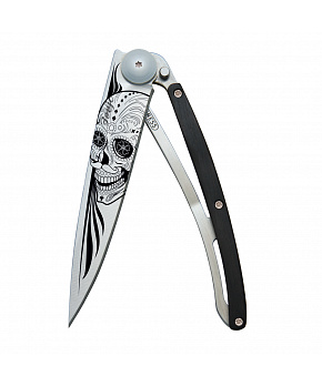 Kapesní nůž Deejo 1CB021 Tattoo 37g ebony wood Latino Skull