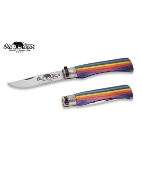 Kapesní nůž Antonini OldBear 9307/23_MAK nerezová čepel,dřevěná rukojeť dezén duha