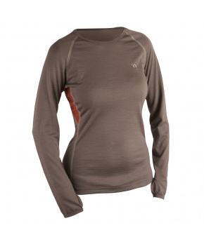 Duras Romana dámské triko merino dlouhý rukáv hnědá/tomato Duras Romana dámské triko merino dlouhý rukáv hnědá/tomato