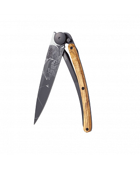 Kapesní nůž Deejo 9GB103 Tattoo Black 27g olive wood Trout