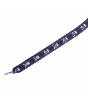 Dětské elastické tkaničky Tobby ploché skull white/black