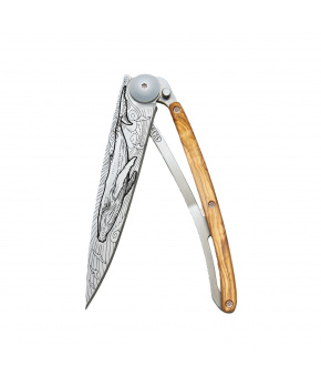 Kapesní nůž Deejo 1CB074 Tattoo 37g olive wood Whale