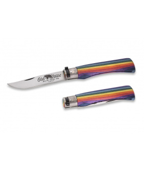 Kapesní nůž Antonini OldBear 9307/23_MAK nerezová čepel, rukojeť topol dezén duha